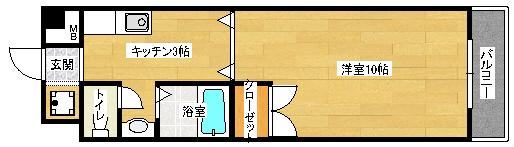 ジュネス宇品(1K/2階)の間取り写真