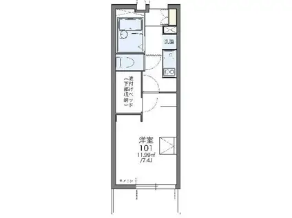 レオパレスリモーネIV(1K/1階)の間取り写真