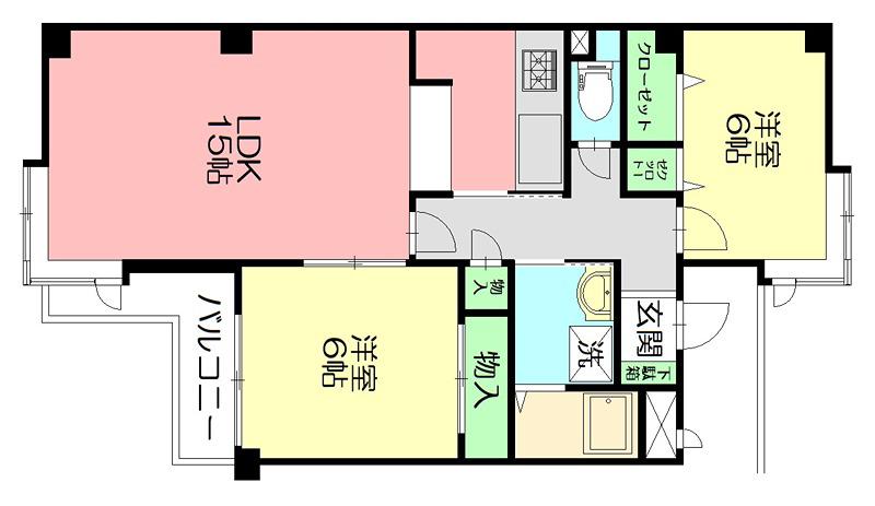 ローゼンHK(2LDK/3階)の間取り写真