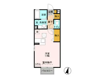 ブルックタウン A(ワンルーム/1階)の間取り写真