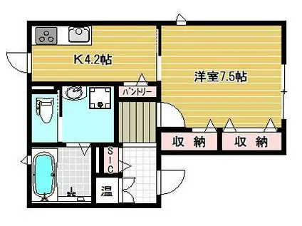シャロームII(1K/2階)の間取り写真
