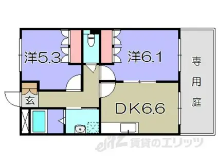 ヴィラルーエン(2DK/1階)の間取り写真