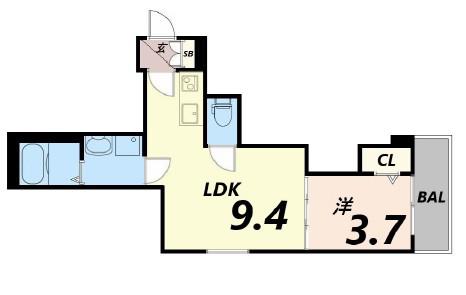 HABITASION京口(1LDK/3階)の間取り写真