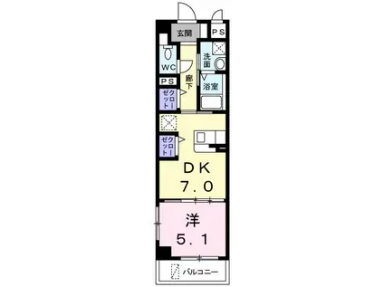 OCEAN VIEW MS(1DK/4階)の間取り写真