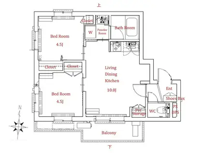 蒲田2丁目メゾン(2LDK/3階)の間取り写真