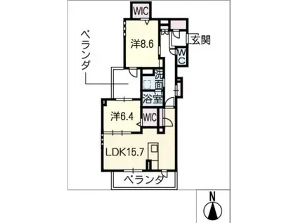 ハイグランド覚王山(2LDK/2階)の間取り写真