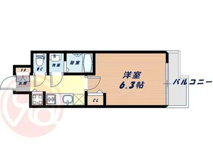 エス・キュート京町堀(1K/12階)の間取り写真