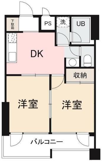 HAUS(2DK/3階)の間取り写真