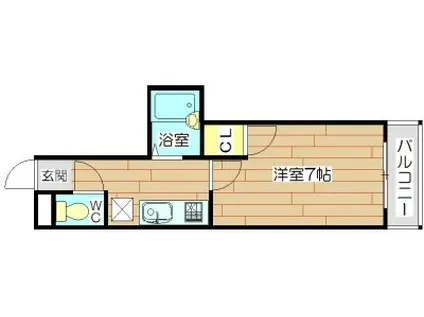 ビアンヌール川西(1K/3階)の間取り写真