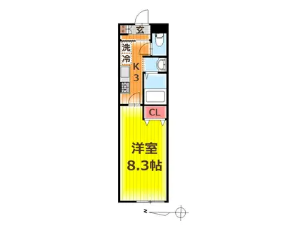 パシオン八幡(1K/1階)の間取り写真