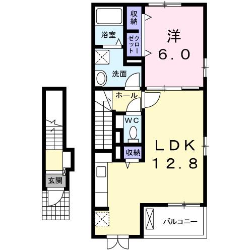ポルト・ボヌールM I(1LDK/2階)の間取り写真