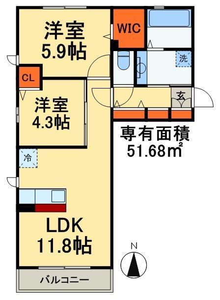 SPERANZA(2LDK/2階)の間取り写真