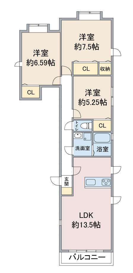 ヒルズ覚王山北(2SLDK/1階)の間取り写真
