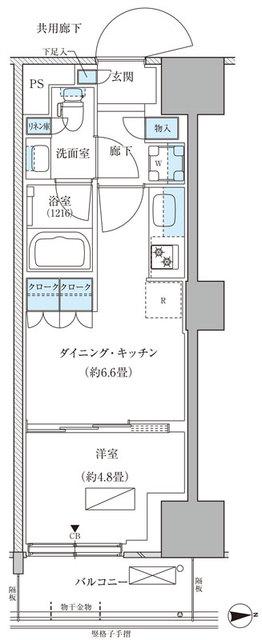 パークアクシス品川天王洲アイル(1DK/2階)の間取り写真