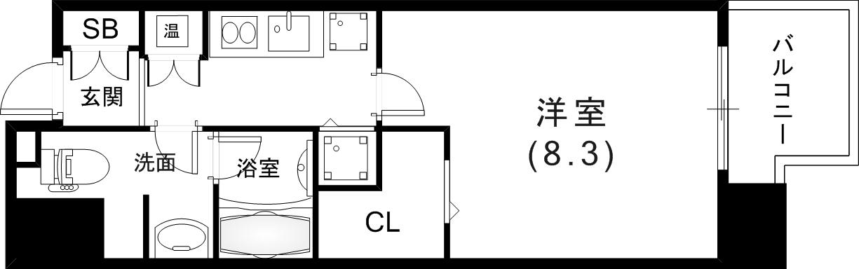 レジディア神戸磯上(1K/5階)の間取り写真