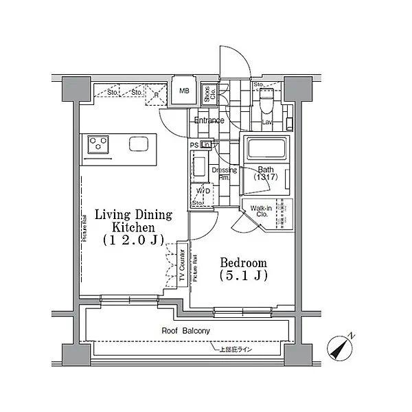 ONE ROOF FLAT TSUKISHIMA(1LDK/8階)の間取り写真
