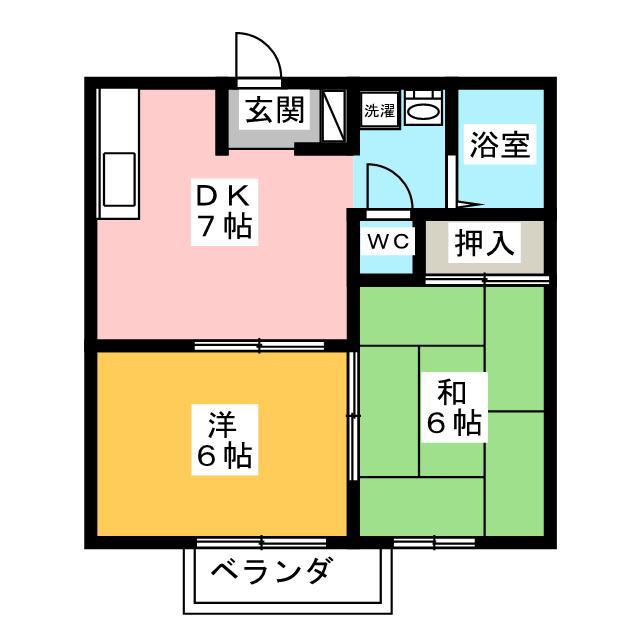 フレグランス中世古A(2DK/2階)の間取り写真