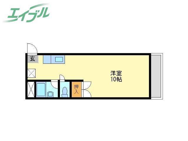LARA医大東(1K/2階)の間取り写真