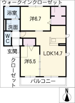 VEGETA(2LDK/2階)の間取り写真