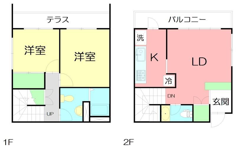 第1萬屋グリーンハイツ(2LDK/1階)の間取り写真