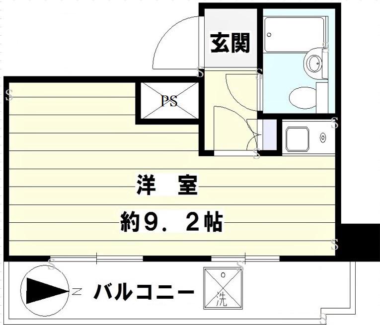 藤和新宿番衆町コープ(ワンルーム/7階)の間取り写真