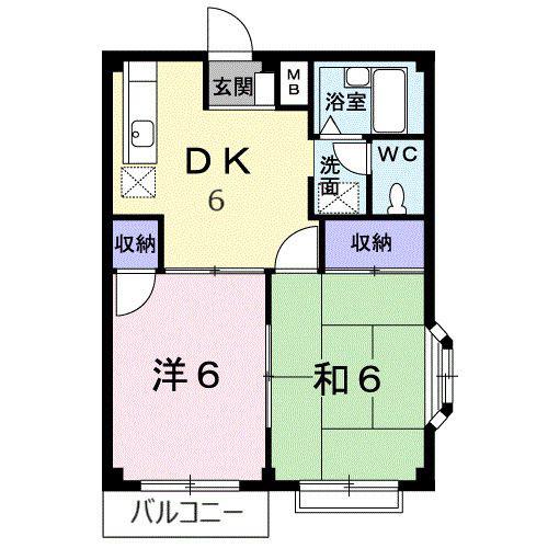 新井ハイツ II(2DK/2階)の間取り写真