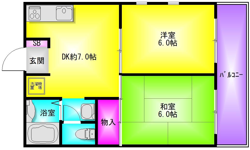 サマックスアバンサール(2DK/2階)の間取り写真