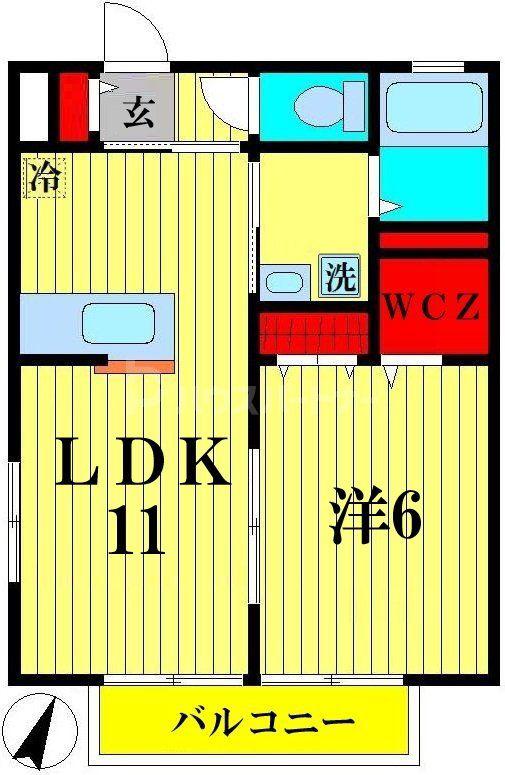 グリーンルーフ(1LDK/1階)の間取り写真