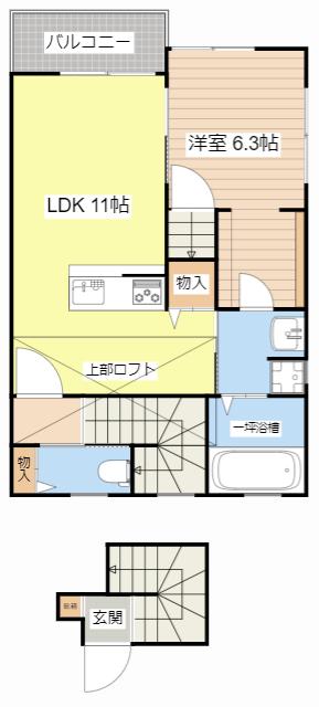 シエリアスクエア(1LDK/2階)の間取り写真