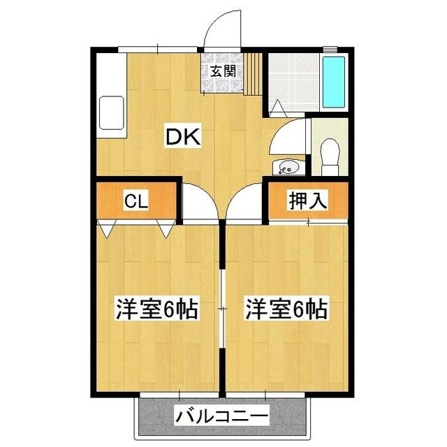 山口ハイツB(2DK/1階)の間取り写真