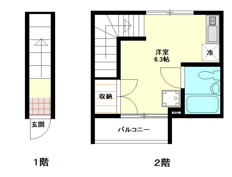 IKフラット3(ワンルーム/2階)の間取り写真