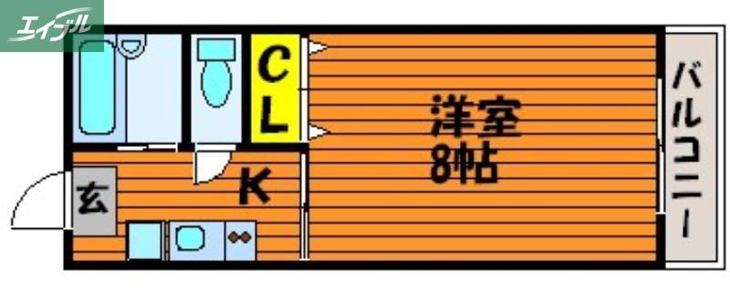 サンハイツ岡大II(1K/2階)の間取り写真