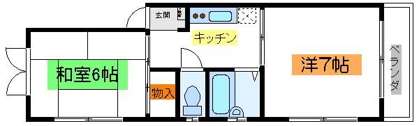 ヴィラハヤシⅠ(2K/2階)の間取り写真