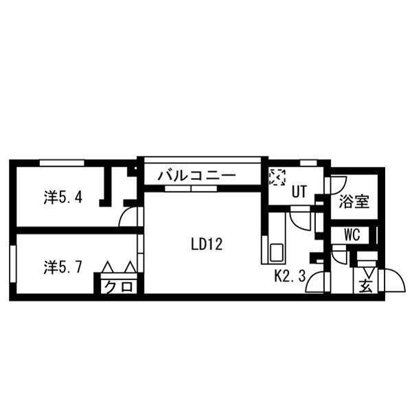 LUCE SOLARE発寒(2LDK/2階)の間取り写真