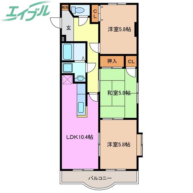 コンフォース(3LDK/4階)の間取り写真