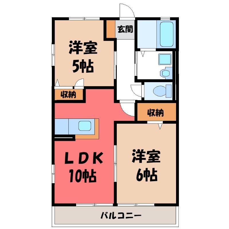 シャン・ド・フルールII(2LDK/2階)の間取り写真