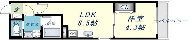 BADGE長瀬ウエスト(1LDK/2階)の間取り写真