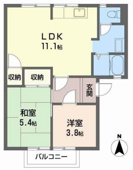 JR和歌山線 岩出駅 徒歩23分 2階建 築37年(2LDK/2階)の間取り写真