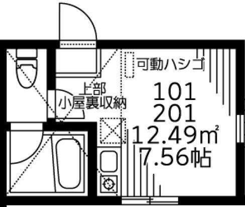 ボンブラン白楽(ワンルーム/1階)の間取り写真
