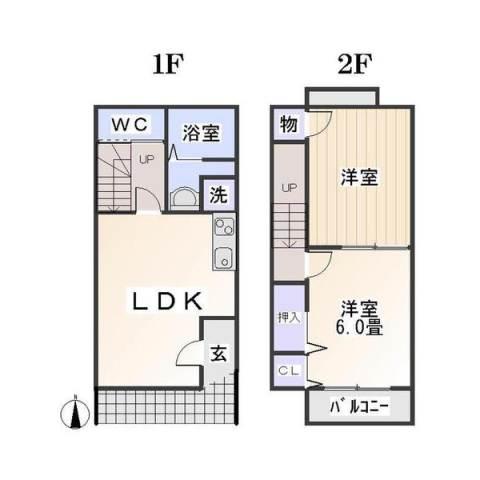 プラッサムコート堂前A(2LDK/1階)の間取り写真
