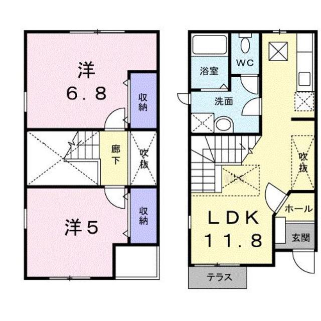 イルマーレ A(2LDK/1階)の間取り写真