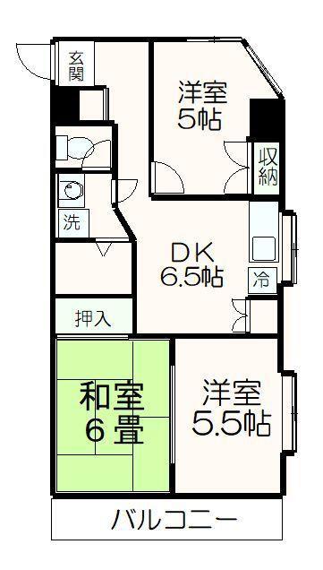 オークハイツ多摩(3DK/3階)の間取り写真