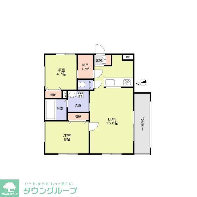 グレイスメゾン茅ヶ崎(2LDK/1階)の間取り写真