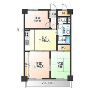 シティーコーポ鯛取(3DK/3階)の間取り写真