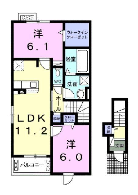 グラン・コリーヌ(2LDK/2階)の間取り写真