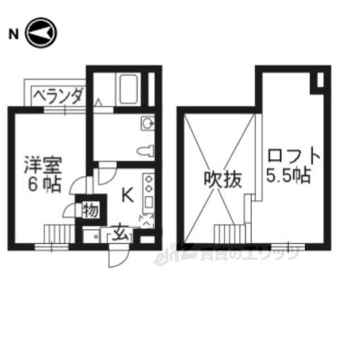 ロフティ同志社北(1K/1階)の間取り写真