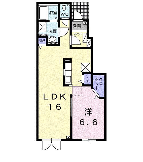 SUN PARK(1LDK/1階)の間取り写真