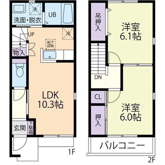 レーゲンボーゲン A(2LDK/1階)の間取り写真