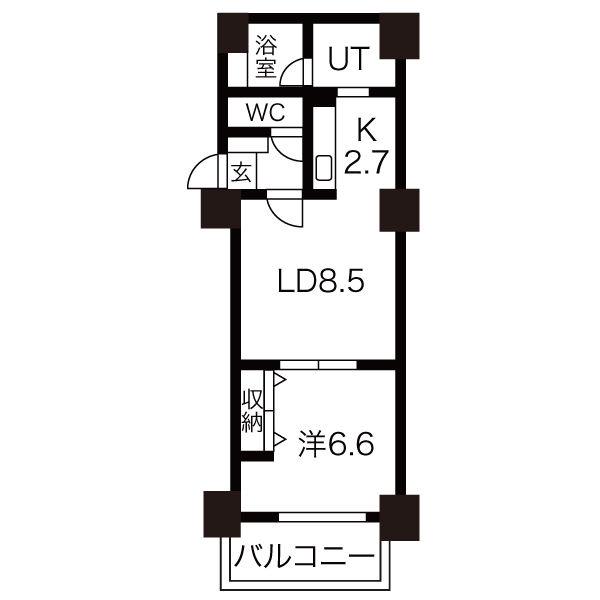 ROYAL HYATT(1LDK/9階)の間取り写真