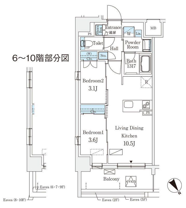 エル・セレーノ横浜(2LDK/3階)の間取り写真